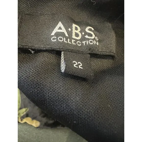 ABS Collection Crushed Velvet Floral Dress Long Sleeve Ruffle Black Plus Size 22 - Picture 11 of 15